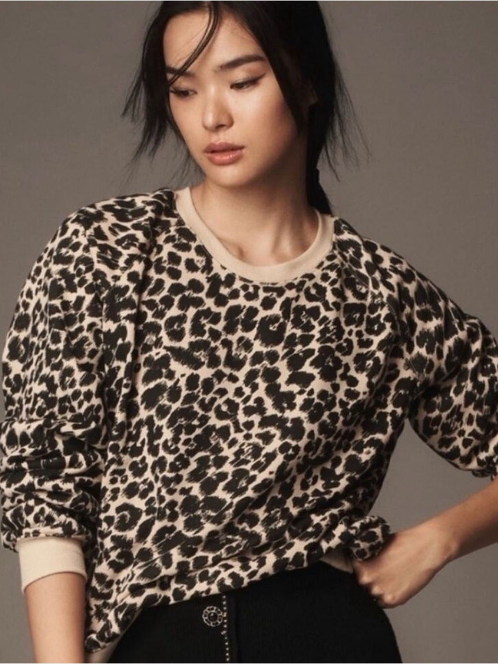 [Maeve] Anthropologie NWT Leopard Crew Neck Sweatshirt - Size M